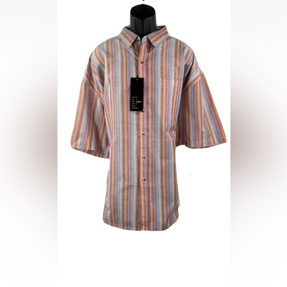 Jordan Craig Men's Casual Shirt Fuchsia, Yellow and Blue Button-Down Front Chest